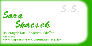 sara spacsek business card
